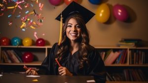 graduada celebrando el 24 de enero día internacional de la educación