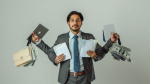 hombre multitasking haciendo varias tareas como los grandes