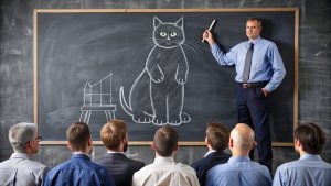 Un ejecutivo con mal lenguaje empresarial y un lenguaje malo