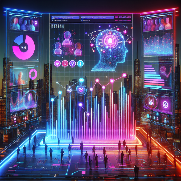 Vista futurista de una ciudad con inteligencia artificial y visualización de datos