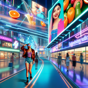 Futurista ciudad digital mostrando herramientas de publicidad omnicanal visualmente impactantes