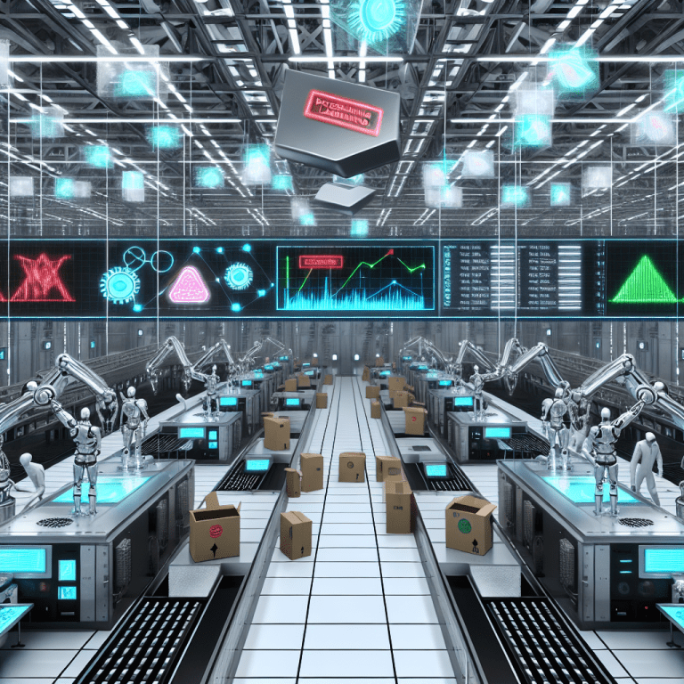 Robots avanzados gestionando automatización y crecimiento de IA en manufactura