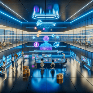 Oficina tecnológica mostrando integración de IA agentica en empresas