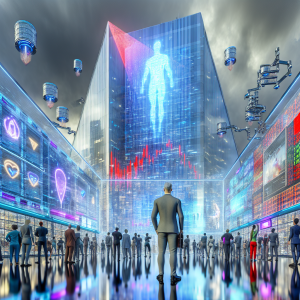 Impresionante representación de inversiones de Meta en IA y tecnologías emergentes con hologramas y datos en tiempo real