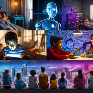 Niños en diversas interacciones con tecnología bajo estudio del comportamiento infantil actual