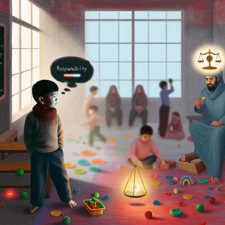 Niño contempla responsable mientras niños juegan en aula con efectos de la crianza permisiva