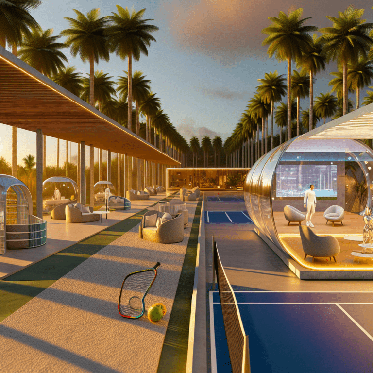 Renderizado de alta calidad de una zona de relax con tenis para mejorar la calidad de tus Enscape renders