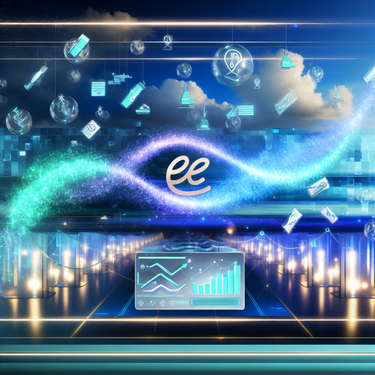 Impresionante representación digital con elementos flotantes y logo 'ee', alianza SkinCeuticals Appier