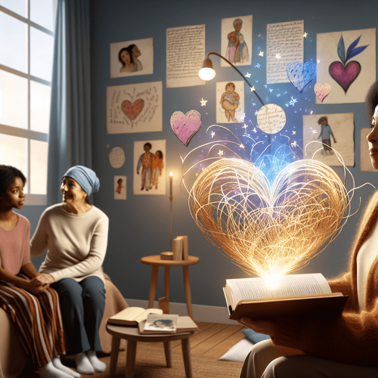 Poesía terapia en relaciones personales con corazón brillante y personas discutiendo