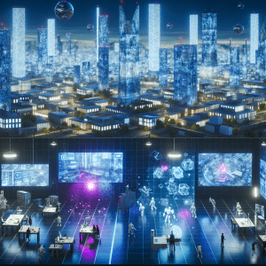 Ciudad futurista mostrando integración de arquitectura avanzada en procesos y tecnologías digitales