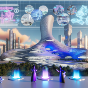 Diseño de edificio futurista ilustrando arquitectura paramétrica con herramientas tecnológicas avanzadas