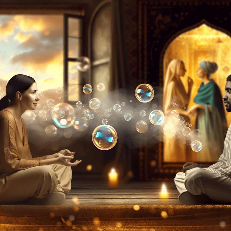 Pareja intercambiando ideas y experimentando los beneficios del diálogo auténtico en un entorno íntimo y cultural