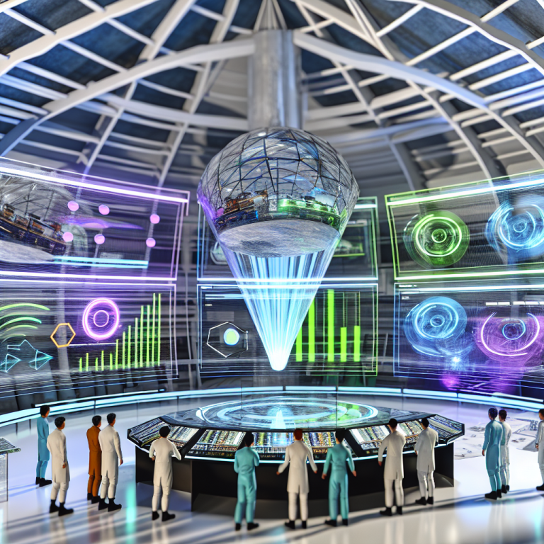 Profesionales usando Solibri CheckPoint en un centro de control futurista de construcción