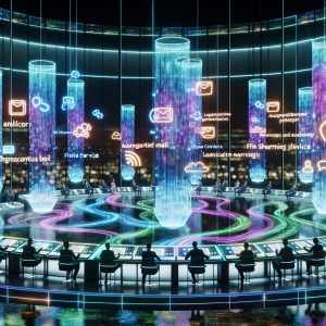 Centro de comando digital con personal supervisando estrategia multicanal basada en datos en tiempo real