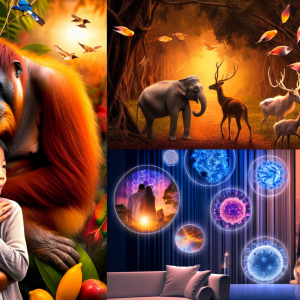 Montaje visual sobre la evolución de la reproducción sexual y empatía animal en distintos entornos