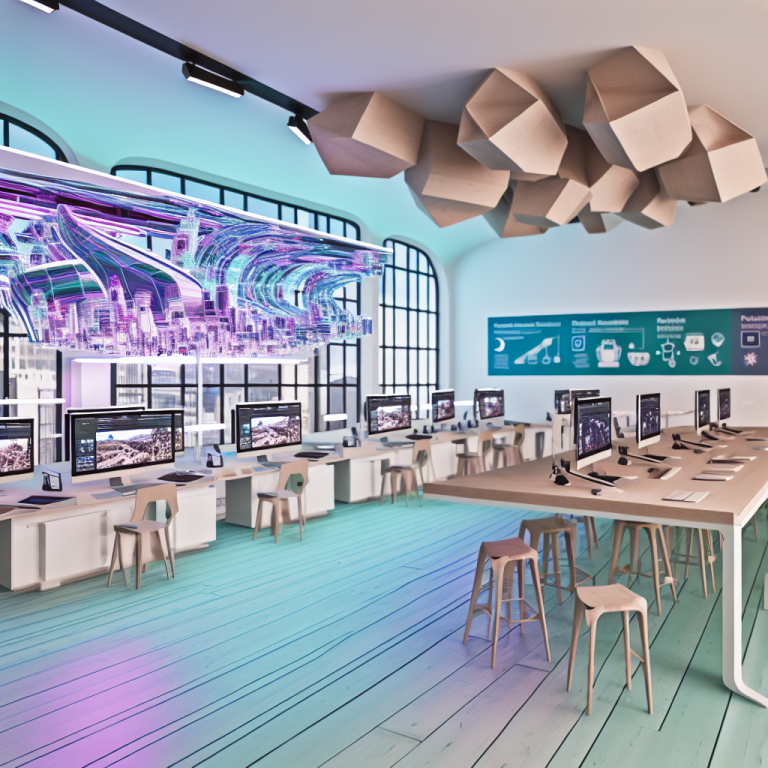 Estudio moderno con soluciones innovadoras en arquitectura avanzada y tecnología 3D