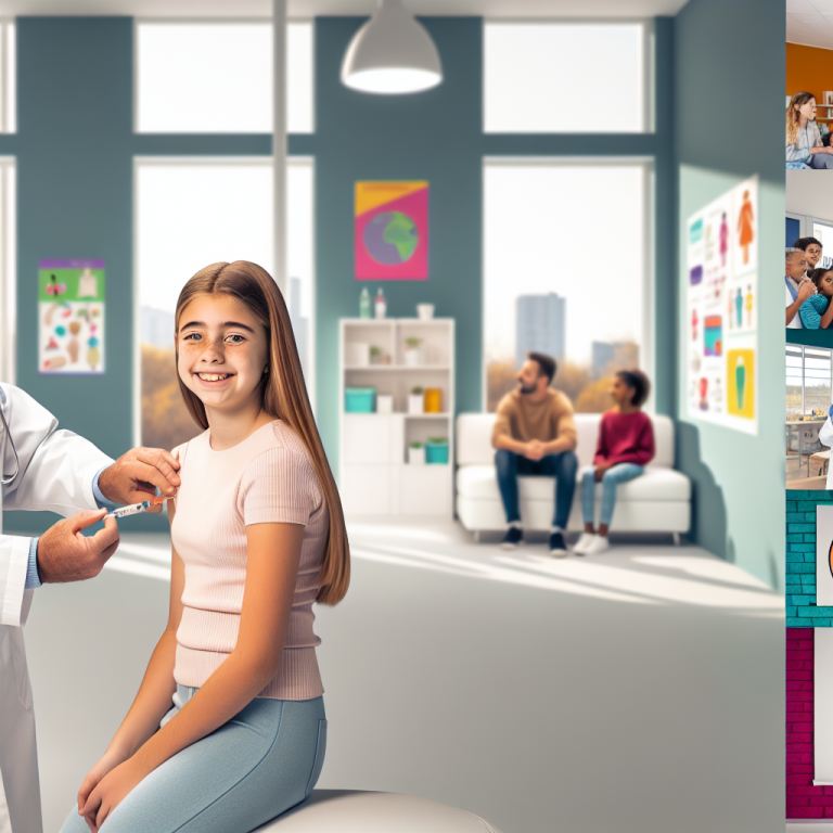 Adolescente recibe vacuna como parte de la prevención para mejorar su salud en clínica moderna