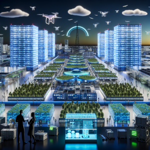 Vista futurista de ciudad sostenible abordando desafíos de infraestructura energética