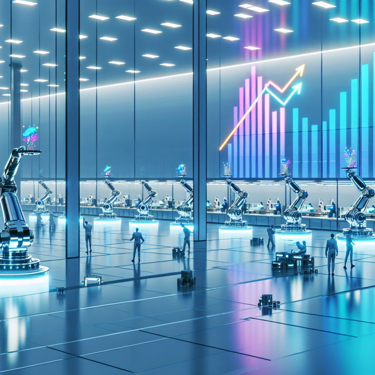 Fábrica futurista con robótica avanzada en sectores estratégicos