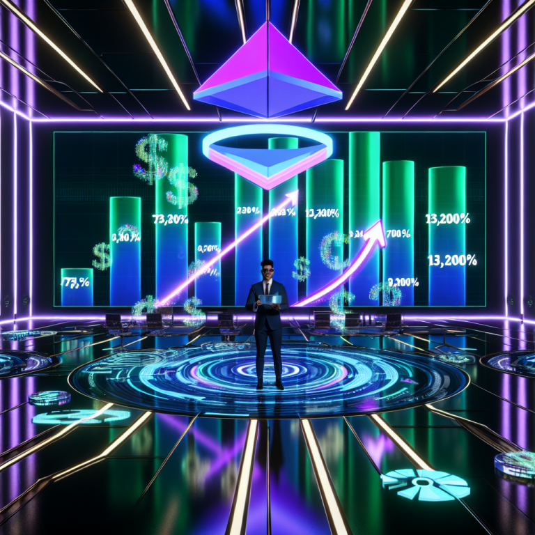 Hombre en sala de datos digitales analizando el retorno de inversión con Ruvi AI en gráficas 3D