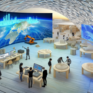 Exhibición interactiva en el Instituto de Arquitectura mostrando maquetas y tecnologías avanzadas