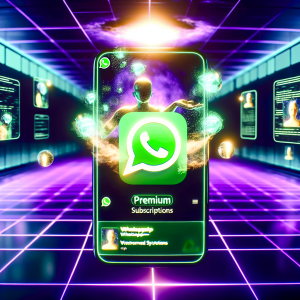 Maniquí digital gestionando tendencias en WhatsApp marketing y agentes inteligentes en un entorno futurista.