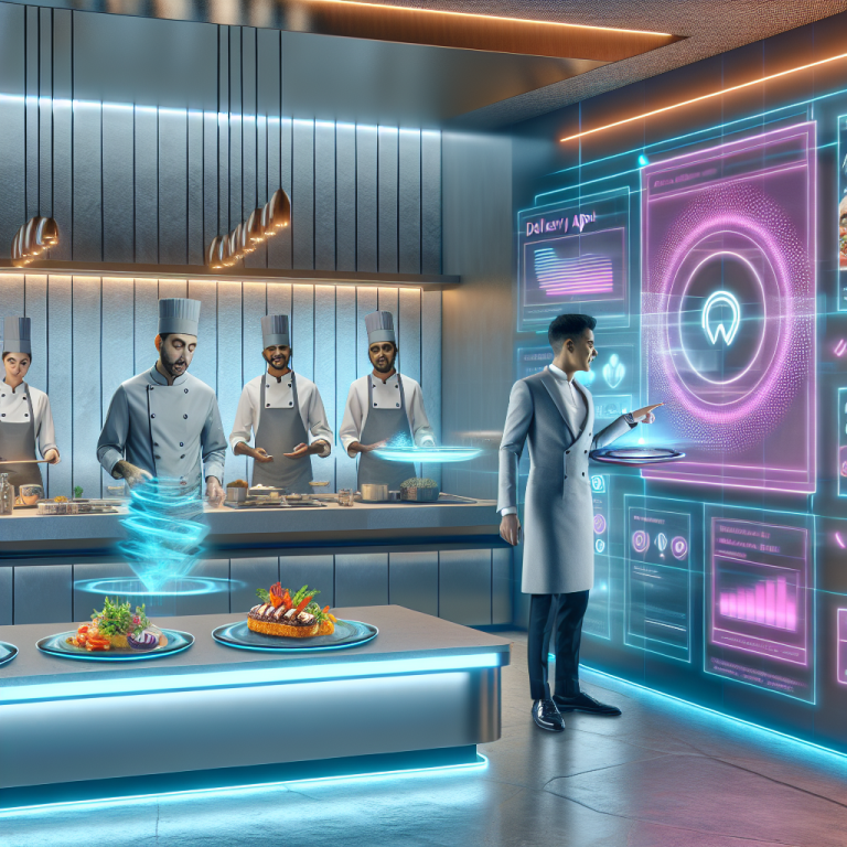 IA Restaurantes que transforma menús con tecnología avanzada en cocina futurista.