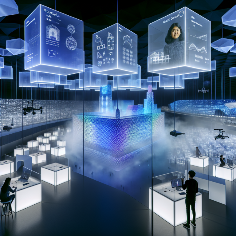 Exhibición de maestrías digitales en arquitectura avanzada del IAAC con hologramas interactivos