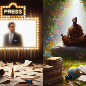 Hombre meditando en un entorno pacífico y natural, expresando la auténtica satisfacción de Sean Combs