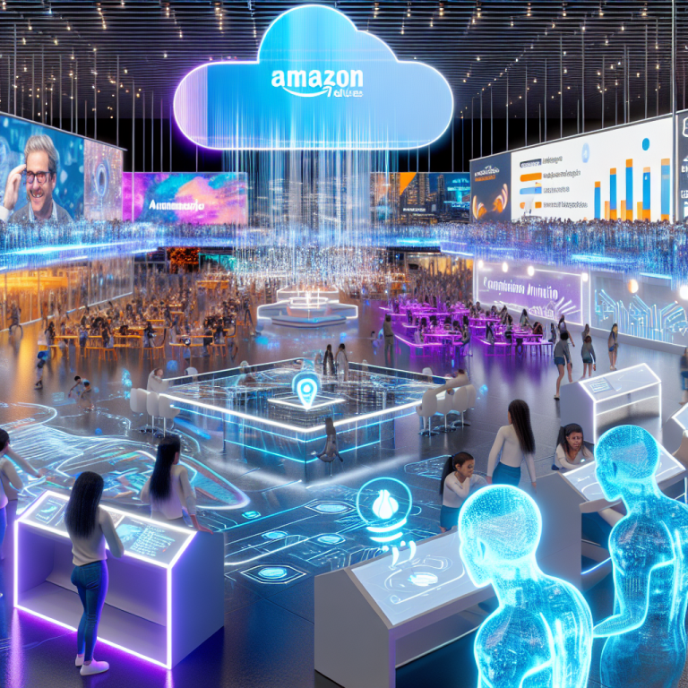 Evento futurista integrando AWS y marketing de salud con tecnología avanzada audiovisual