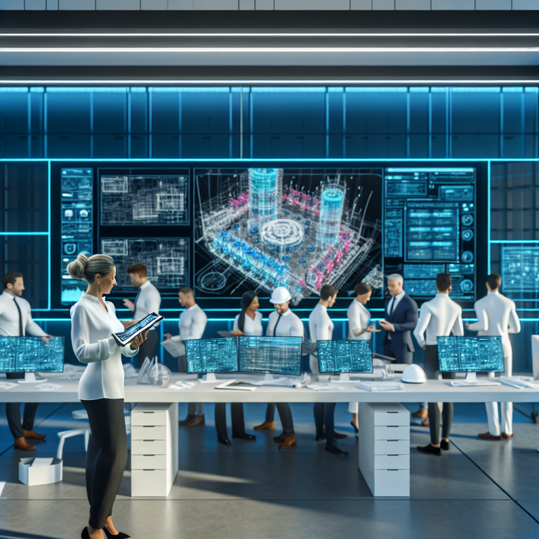 Equipo de trabajo en sala de control visualizando proyectos integrados que optimizan procesos